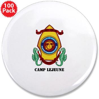 CL - M01 - 01 - Marine Corps Base Camp Lejeune with Text - 3.5" Button (100 pack)